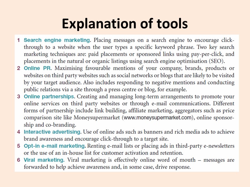 Explanation of tools